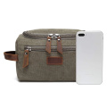 Large Capacity Two Compartments Vintage Men Travel Toilet Pouch Cosmetics Makeup Bag